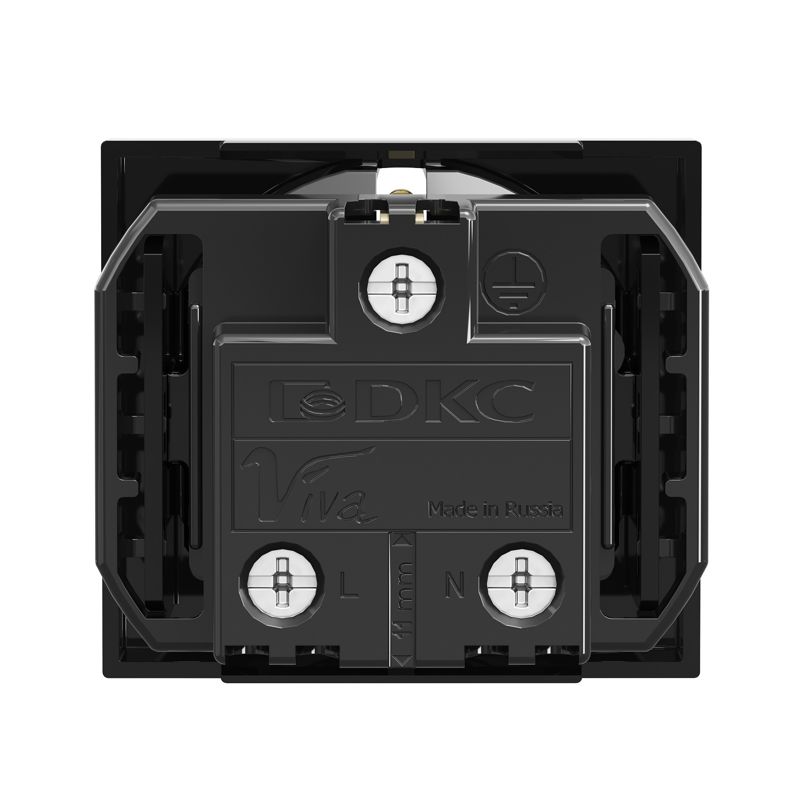 Розетка 1-м 2мод. Viva 16А IP20 2P+E с заземл. защ. шторки черн. DKC 45205