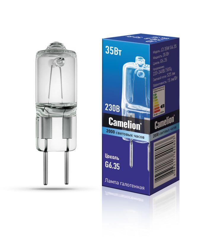Лампа галогенная JD 35Вт капсула G6.35 3000К 230В Camelion 5203