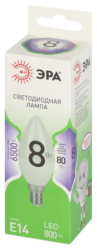 Лампа светодиодная  GREEN LINE LED B35-8W-865-E14 GL E14 8 Вт свеча холодный свет | Б0067101 | ЭРА