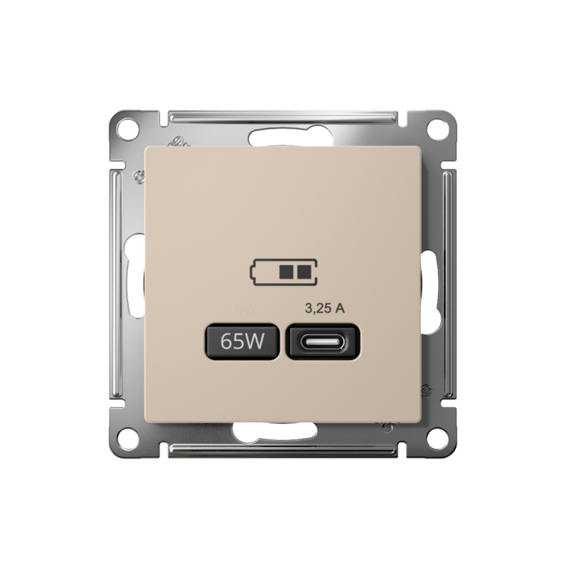 Розетка USB AtlasDesign тип C 65Вт высокоскор. ЗУ QC PD механизм песочн. SE ATN001227