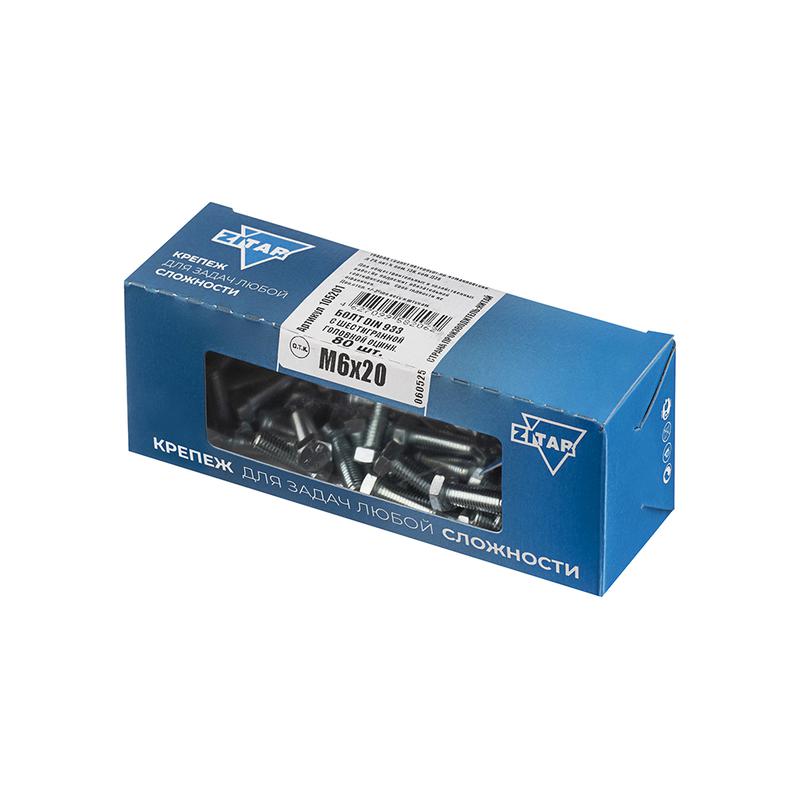 Болт с шестигранной головкой М6х20 DIN 933 оцинк. (уп.80шт) Tech-Krep/Zitar 105201