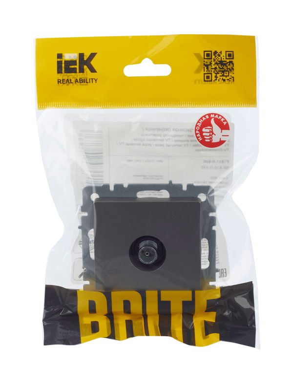 Розетка телевизионная оконечная TV СП Brite РТВ11-0-БрС механизм сталь IEK BR-A10-O-K46