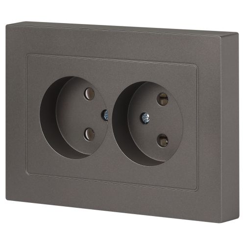 Розетка 2-м СП Accent 6-204-09 16А IP20 250В 2P AL/CU титан Intro Б0063433