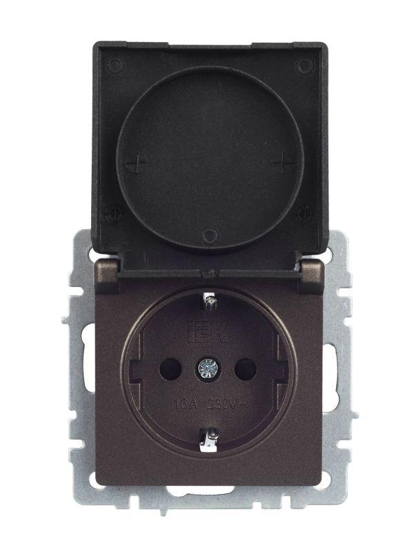 Розетка BRITE РСбш10-3-БрТБ 16А IP20 с заземл. защ. шторки с крышкой механизм бронза IEK BR-R16-16-K45