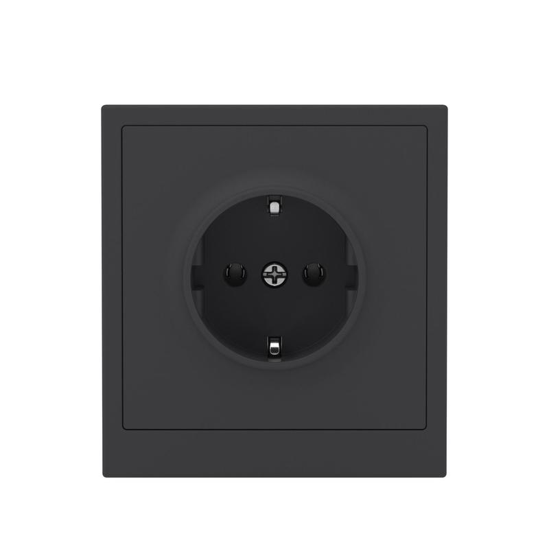 Розетка силовая KANT 2P+E без шторки черн. уголь DKC 7012033