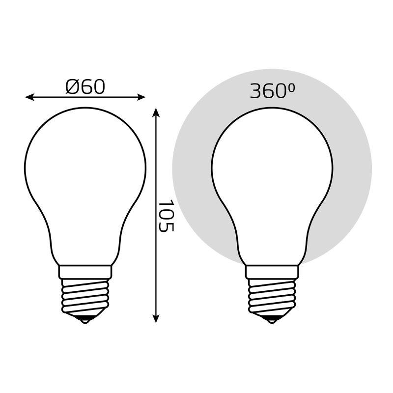 Лампа светодиодная филаментная Black Filament 10Вт A60 грушевидная матовая 2700К тепл. бел. E27 820лм GAUSS 102202110