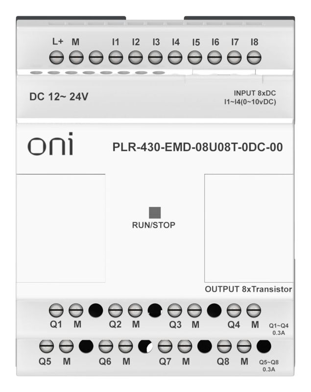 Модуль расширения входов выходов ПЛК 430 4 DI 4 UI (0-10В/DI) 8 TO 24В DC ONI PLR-430-EMD-08U08T-0DC-00