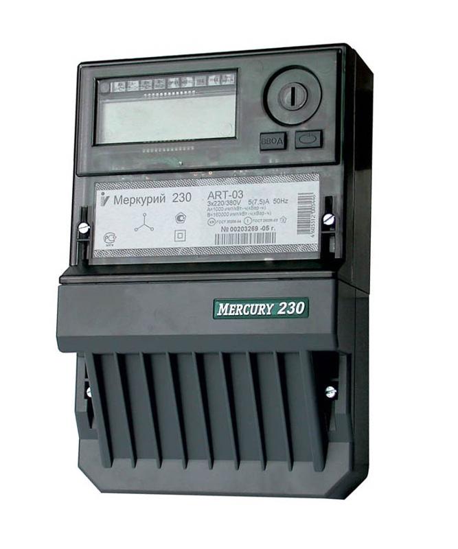 Счетчик Меркурий 230 ART-03 RN 5-7.5A/400В (мнтар.) ЖКИ (монт. пл.)