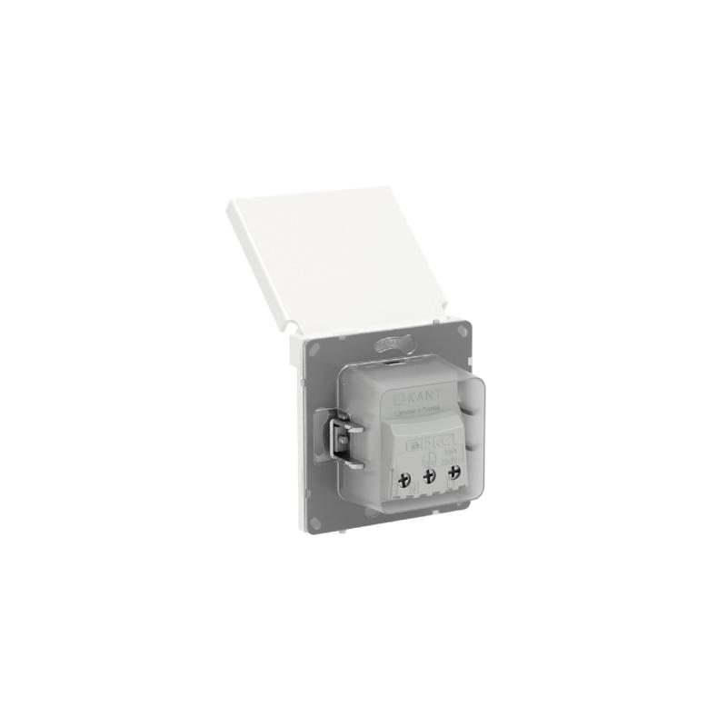 Розетка силовая KANT IP44 2P+E защ. шторки с крышкой бел. магнолия DKC 7000013