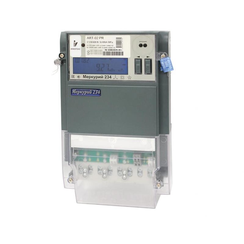 Счетчик Меркурий 234 ARTX2-03 DPBR 5-10А  (2-напр) (мнтар.) ЖКИ (монт. пл.)