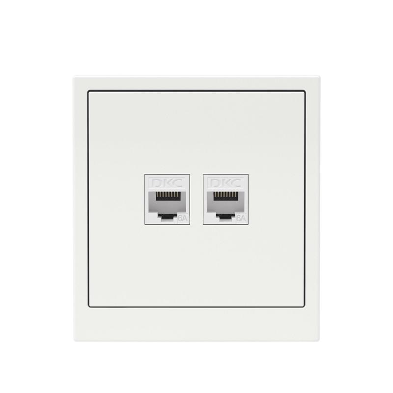 Розетка компьютерная 2-м KANT RJ45 кат.6A без шторки бел. магнолия DKC 7000674