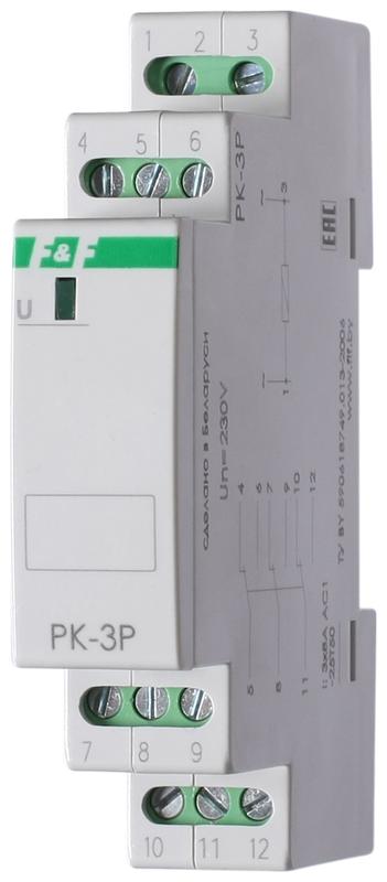 Реле промежуточное PK-3P 230В 50Гц 3х8А 3перекл. IP20 монтаж на DIN-рейке 35мм F&F EA06.001.023