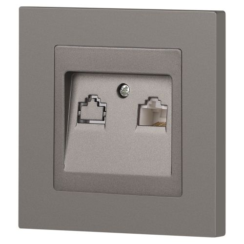 Розетка компьютерная 1-м СП Accent 6-303-09 RJ45 IP20 титан Intro Б0063642