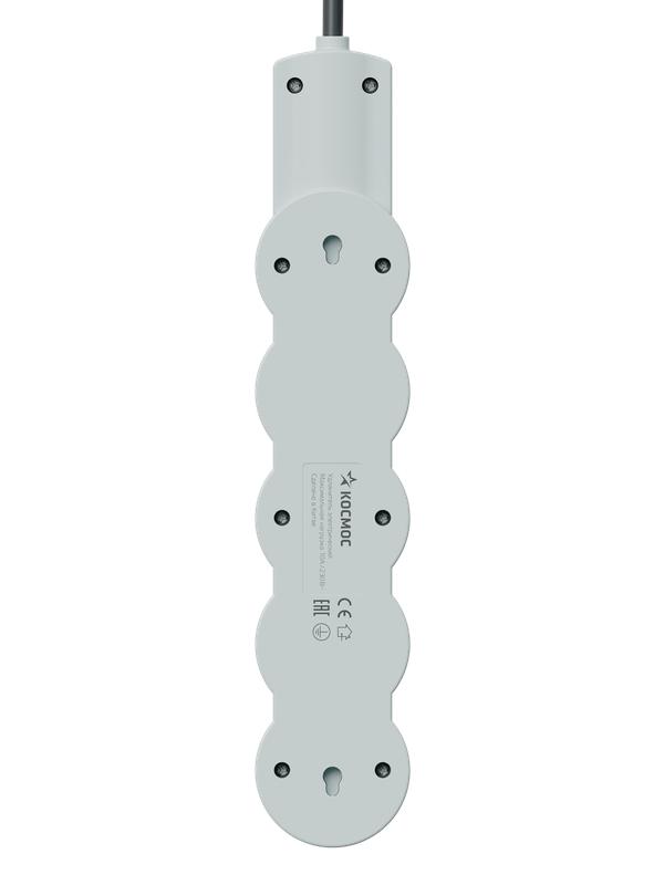 Удлинитель 3х3м с заземл. 10А IP20 USB 2500Вт 220В ПВС 3х1 с выкл. черн. КОСМОС YKsm3m4g-Z-VU10А-B
