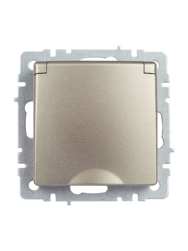 Розетка BRITE РСбш10-3-44-БрШ 16А IP44 с заземл. защ. шторки с крышкой механизм шампань IEK BR-R16-16-44-K37