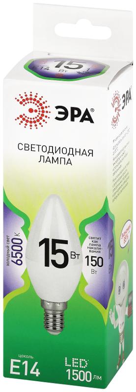 Лампа светодиодная GREEN LINE LED B35-15W-865-E14 GL E14 15 Вт свеча холодный свет | Б0067091 | ЭРА
