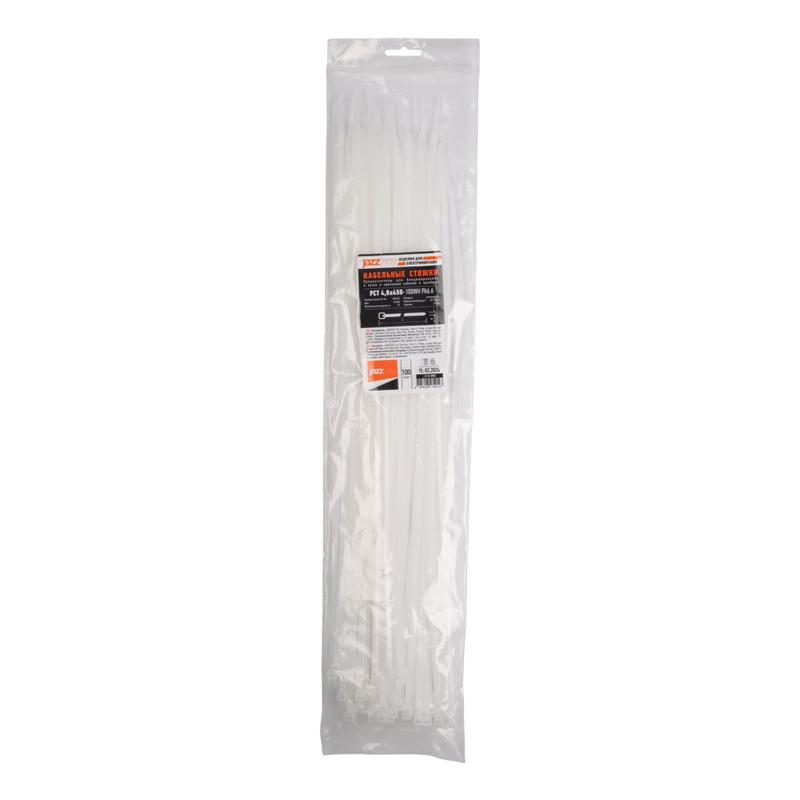 Хомут кабельный (стяжка) PCT 4.8х450-100WH 4.8х450 PA6.6 бел. (уп.100шт) JazzWay 5054127