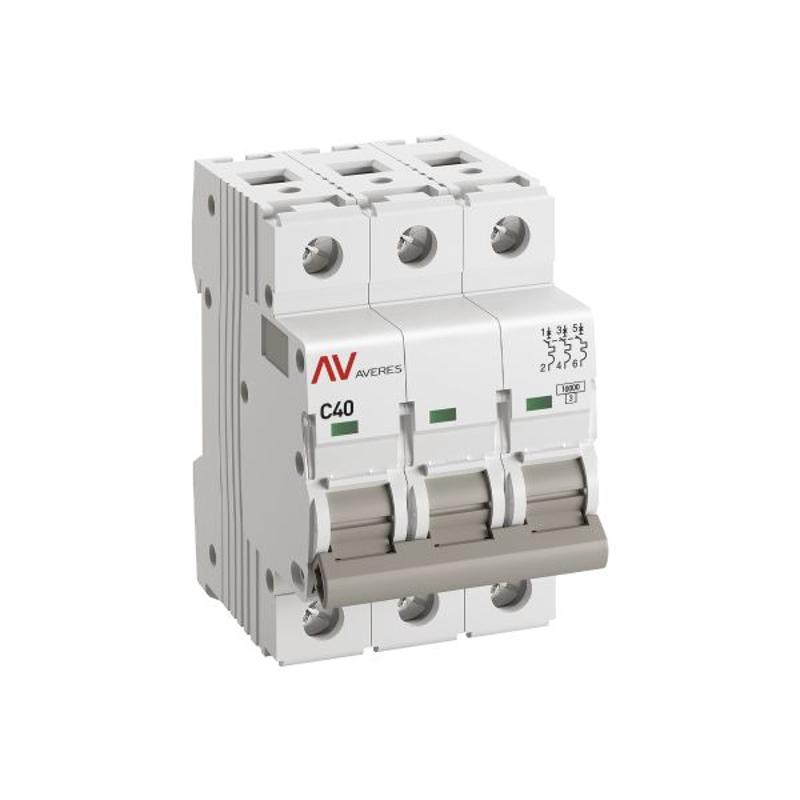 Выключатель автоматический трехполюсный AV-10 40А C 10кА AVERES | mcb10-3-40C-av | EKF