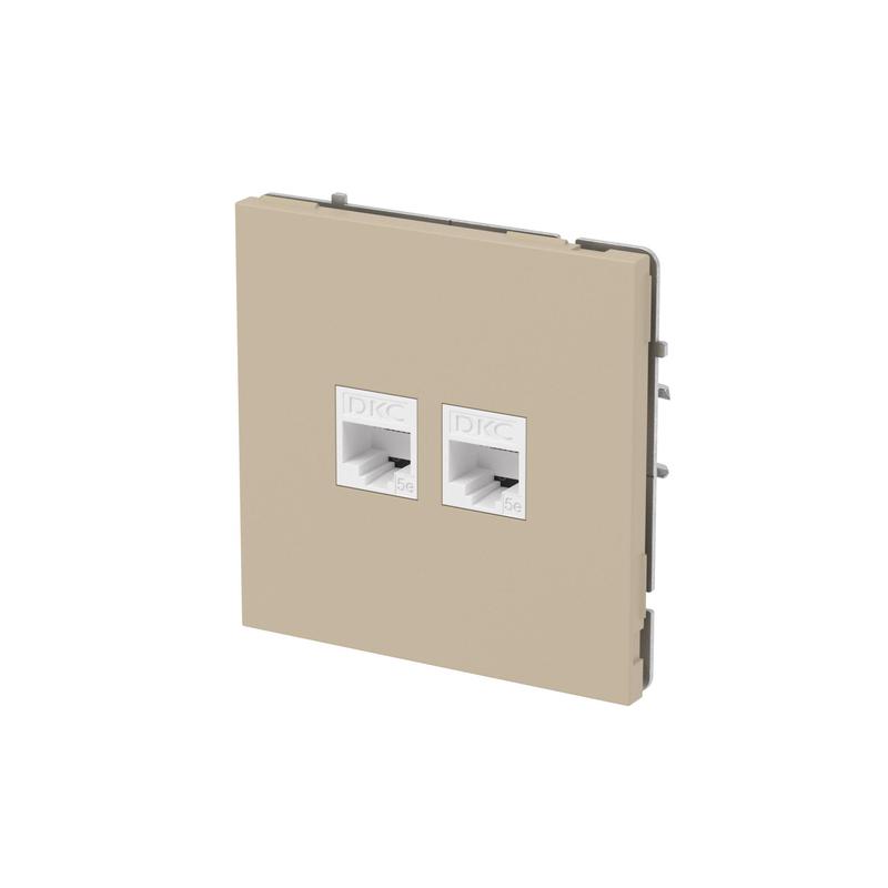 Розетка компьютерная 2-м KANT RJ45 кат.5E без шторки ванильн. марципан DKC 7015664