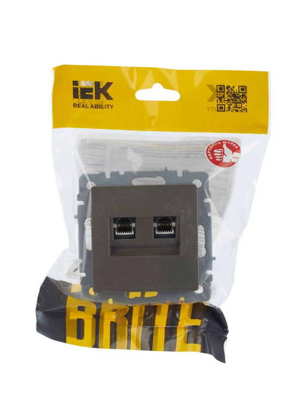 Розетка компьютерная двойн. СП RJ45 кат.5E BRITE РК10-2-БрШ механизм шампань IEK BR-K20-1-K37