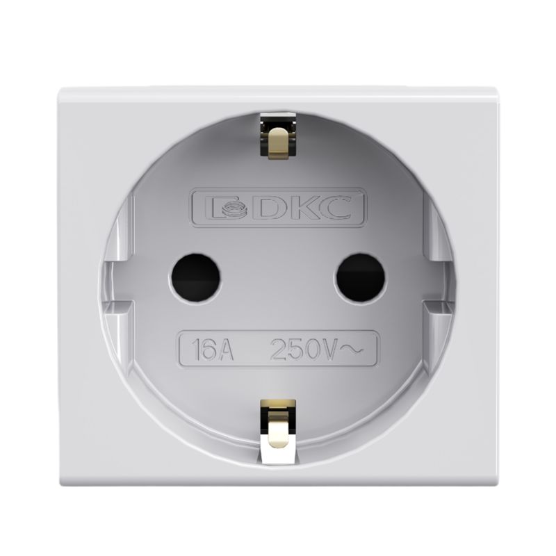 Розетка 1-м 2мод. Viva 16А IP20 2P+E с заземл. защ. шторки сер. DKC 45025
