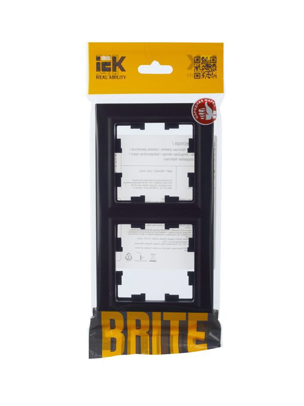 Рамка 2-м BRITE РУ-2-БрЧ черн. IEK BR-M22-K02