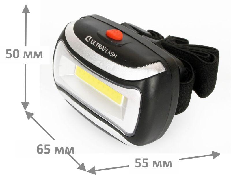 Фонарь налобный LED 5380 (3Вт COB LED 3 режима черн. пласт. пакет) Ultraflash 12870