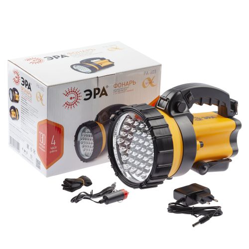 Фонарь-прожектор аккумуляторный Альфа PA-603 36LED литиевый аккум. 3А.ч ЗУ 220В + 12В (инд. упак.) Эра Б0031034