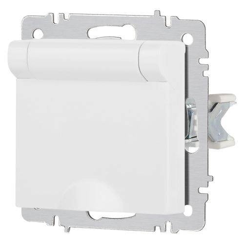 Розетка 1-м СП Accent 6-203-01М 16А IP20 250В 2P+E Schuko с крышкой бел. матов. Intro Б0063713
