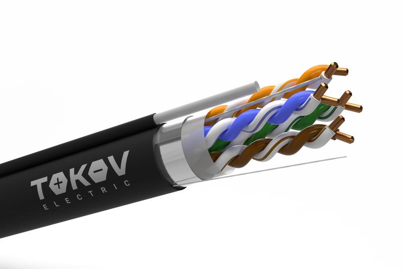 Кабель витая пара F/UTP 4х2х24AWG(0.51мм) + трос кат.5E PE outdoor Fluke tested 305м (м) PRO TOKOV ELECTRIC TKP-C05-F42-5E-305-ODC