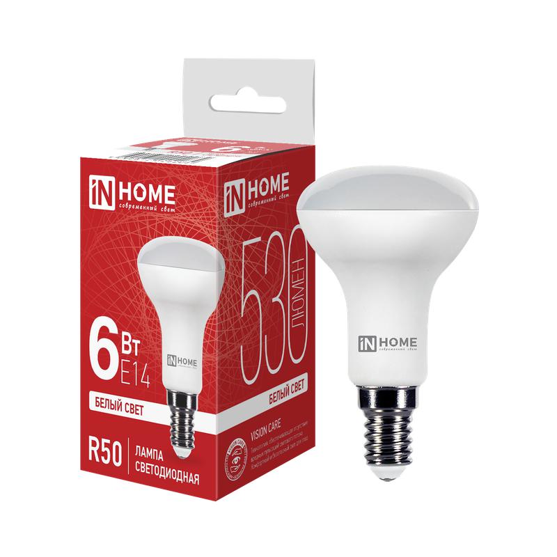 Лампа светодиодная LED-R50-VC 6Вт рефлектор 4000К нейтр. бел. E14 530лм 170-265В IN HOME 4690612024264