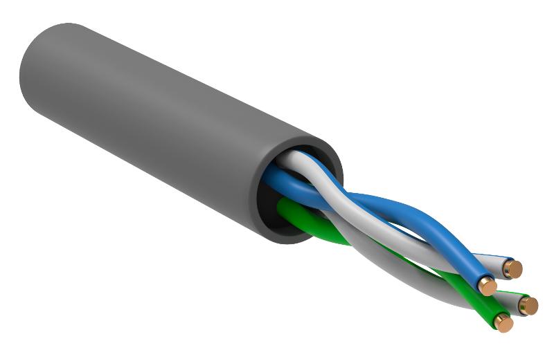 Кабель связи витая пара U/UTP, кат.5E 2х2х24AWG solid, LSZH, 500м, серый | LC1-C5E02-121 | ITK