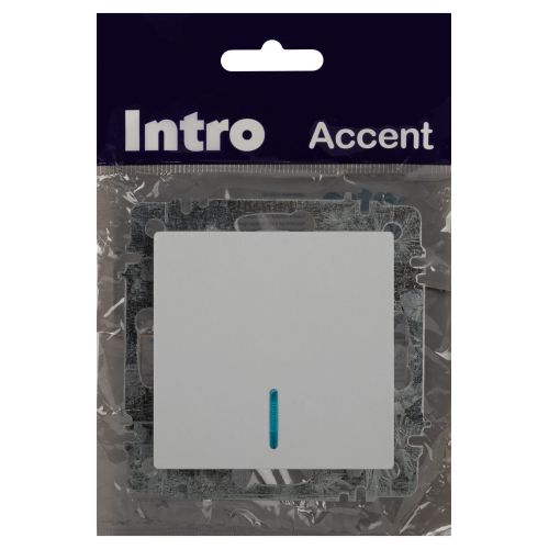 Выключатель 1-кл. СП Accent 6-102-01 10А IP20 250В с подсветкой AL/CU бел. Intro Б0063445