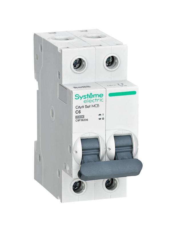 Выключатель автоматический двухполюсный 6A C 6kA City9 | C9F36206 |Systeme Electric