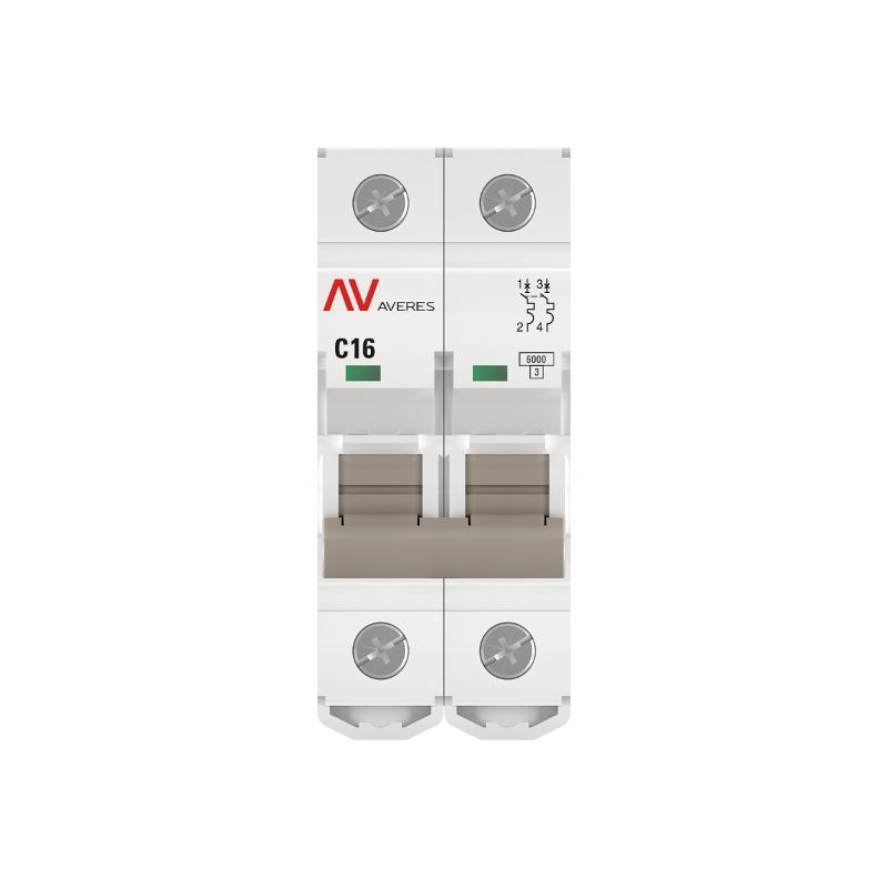 Выключатель автоматический двухполюсный AV-6 16А C 6кА AVERES | mcb6-2-16C-av | EKF