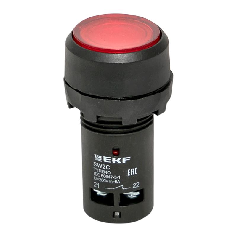 Кнопка SW2C-10D с подсветкой красная NO EKF PROxima | sw2c-md-r | EKF