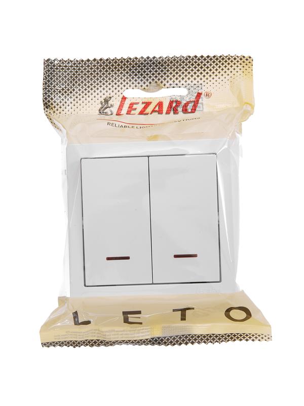 Выключатель 2-кл. ОП LETO 10А IP20 с индикацией бел. LEZARD 752-0200-112