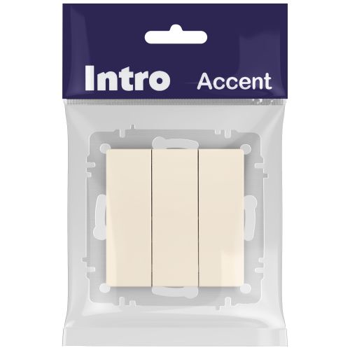 Выключатель 3-кл. СП Accent 6-106-02 10А IP20 250В AL/CU сл.кость Intro Б0063534