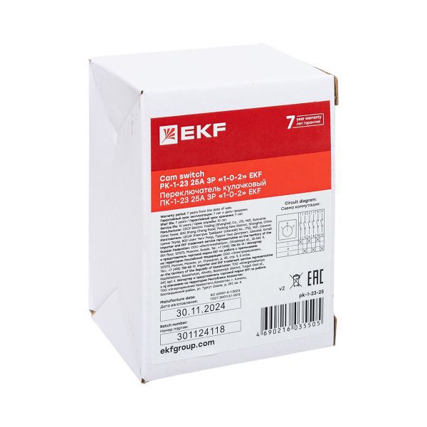 Переключатель кулачковый ПК-1-23 3П 25А "1-0-2" EKF pk-1-23-25