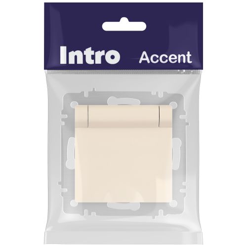 Розетка 1-м СП Accent 6-203-02 16А IP20 250В 2P+E Schuko с крышкой сл.кость Intro Б0063716