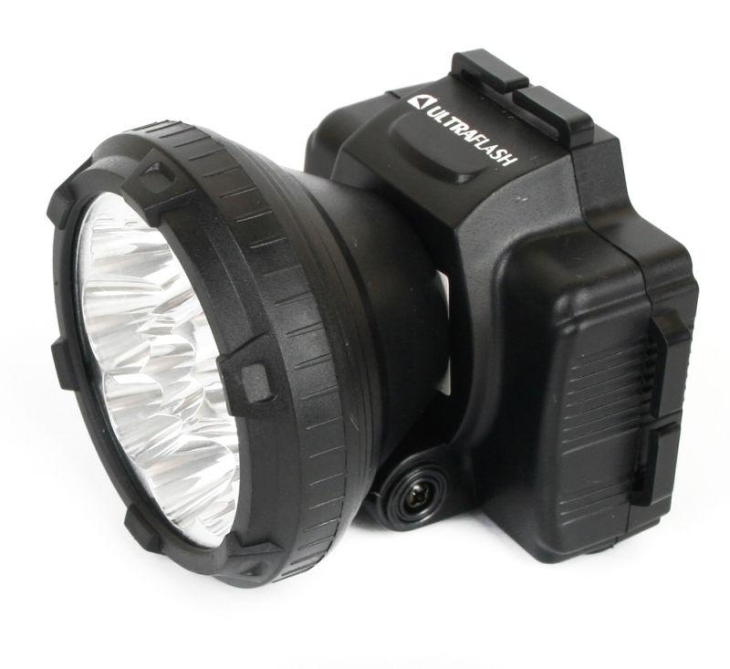 Фонарь аккумуляторный налобный LED5363 9LED 2 режима 220В пластик. черн. (бокс) Ultraflash 11257