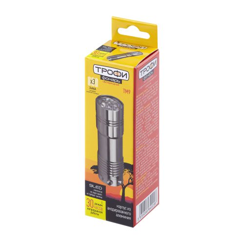 Фонарь ручной TM9 9LED алюм. элементы питания 3хAAA (не в компл.) (картон. упак.) Трофи Б0002225