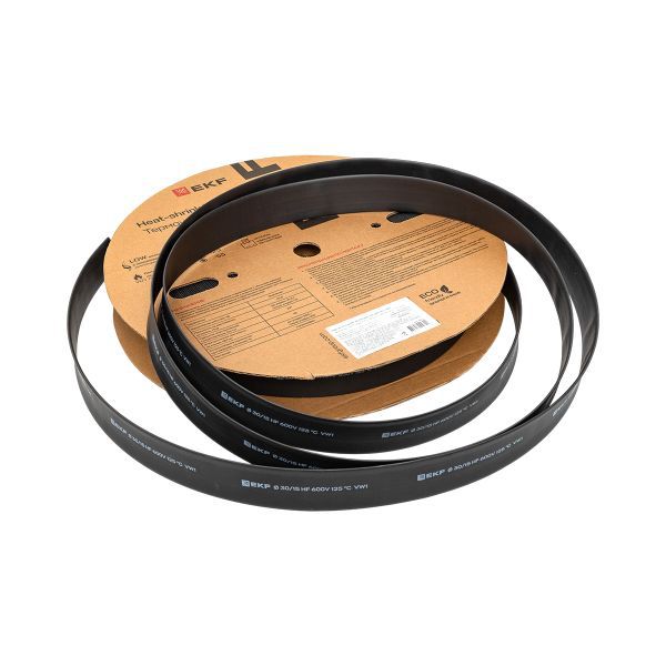 Трубка термоусадочная ТУТ нг 30/15 черн. (уп.50м) EKF tut-30-b