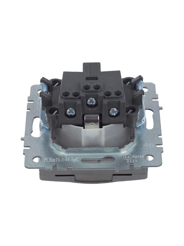 Розетка BRITE РСбш10-3-44-БрС 16А IP44 с заземл. защ. шторки с крышкой механизм сталь IEK BR-R16-16-44-K46