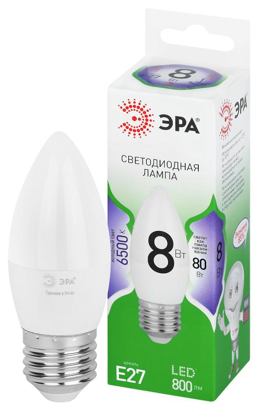 Лампа светодиодная  GREEN LINE LED B35-8W-865-E27 GL E27 8 Вт свеча холодный свет | Б0067136 | ЭРА