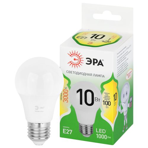 Лампа светодиодная GREEN LINE A60-10W-830-E27 GL 10Вт груша 3000К свет тепл. E27 Эра Б0067118