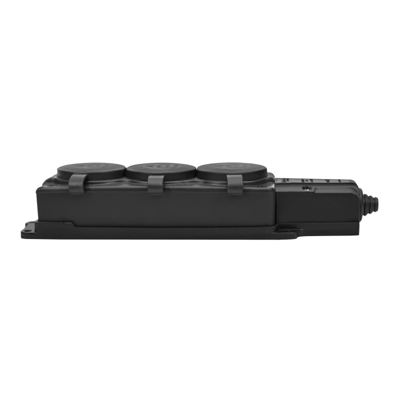 Колодка удлинителя 3-м MultiSet 16А 250В IP44 с заземл. каучук черн. SE MST4103BK
