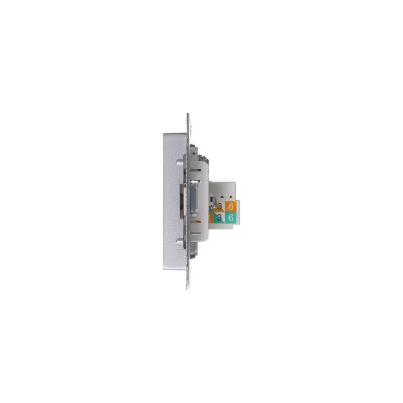 Розетка компьютерная + телевизионная 2-м СП AtlasDesign RJ45 кат.5E + TV механизм алюм. SE ATN000389
