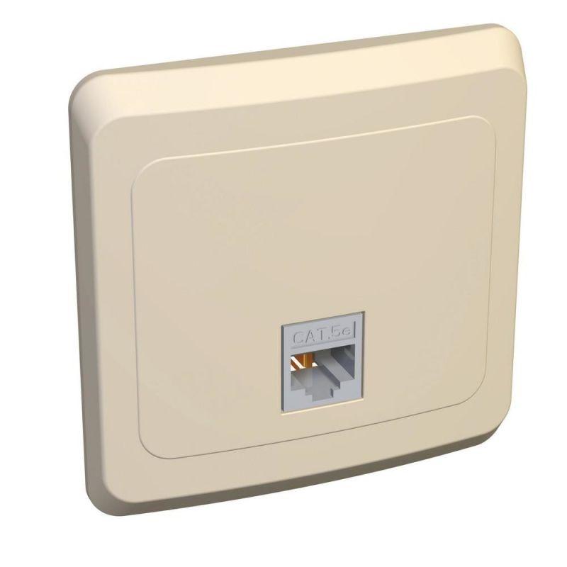 Розетка компьютерная 1-м СП Этюд RJ45 кат.5E крем. SE KOMC-001K
