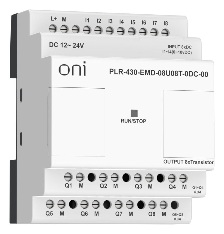 Модуль расширения входов выходов ПЛК 430 4 DI 4 UI (0-10В/DI) 8 TO 24В DC ONI PLR-430-EMD-08U08T-0DC-00